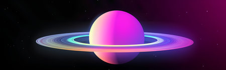 Saturn in space. Vector illustration of a planet in space.の素材