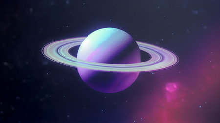 Saturn in space, 3d render, computer generated image.の素材