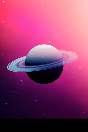 Planet in space with stars and nebula background. Vector illustration.の素材
