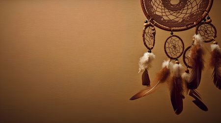 Dream catcher with feathers threads and beads rope hanging. Dreamcatcher handmadeの素材