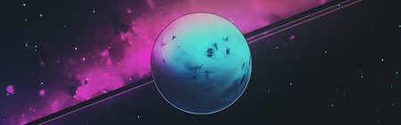 Abstract space background with planets, stars and nebula. 3d renderingの素材