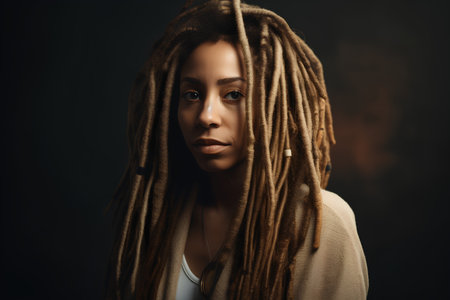 Portrait of a beautiful african american woman with dreadlocksの素材