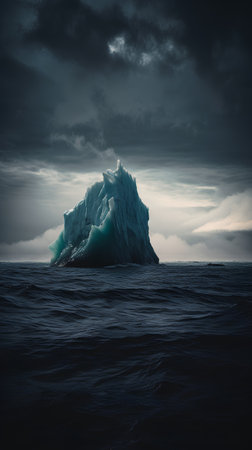 Iceberg in the ocean. Global warming concept. 3d renderingの素材