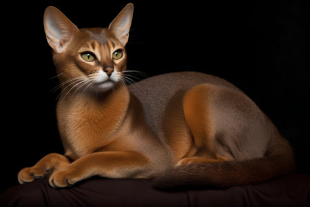 Portrait of Abyssinian cat isolated on black background, studio shotの素材
