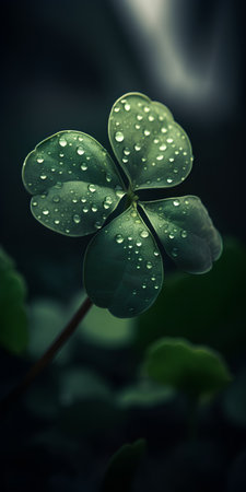 Clover leaf with water drops. St.Patrick's Dayの素材
