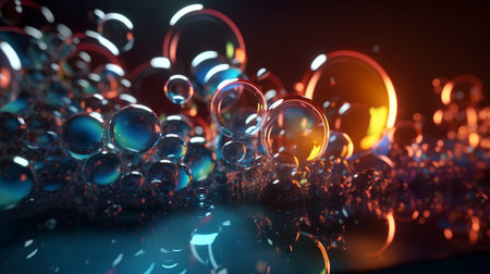 abstract background with some colored bubbles in it (3d render)の素材