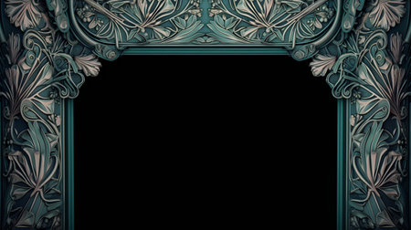 Decorative vintage frame on a black background. 3d illustration.の素材