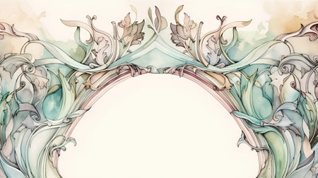 Vintage frame with floral ornament. Hand drawn illustration for your designの素材