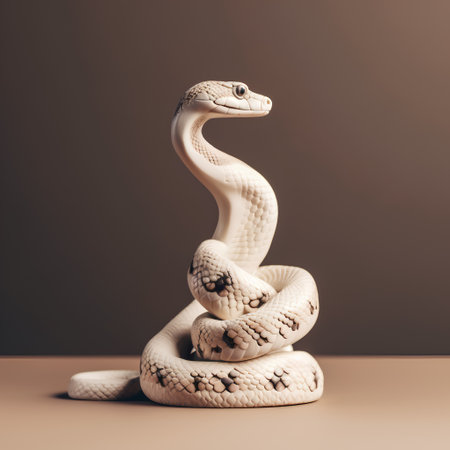 White snake statue on a brown background. 3d rendering, 3d illustration.の素材