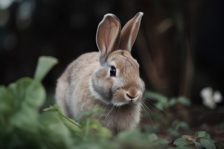 Rabbit in the garden, close-up, selective focus, shallow DOFの素材