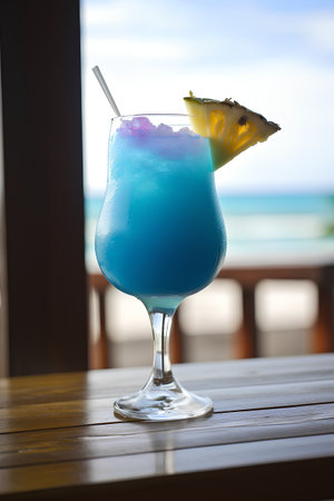 Blue Curacao Cocktail with Pineapple and Blue Curacaoの素材
