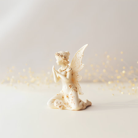 Angel figurine on a white background. Christmas and New Year card.の素材