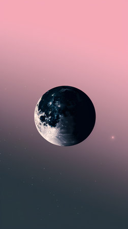 planet in the night sky, 3d render, space background.の素材