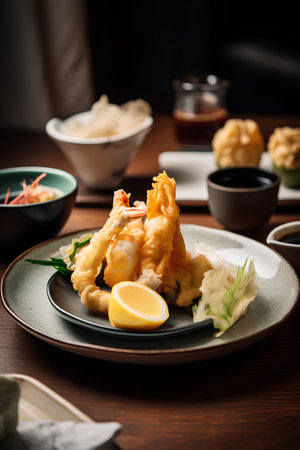 Tempura Tempura with Deep Fried Shrimps, Japanese Foodの素材