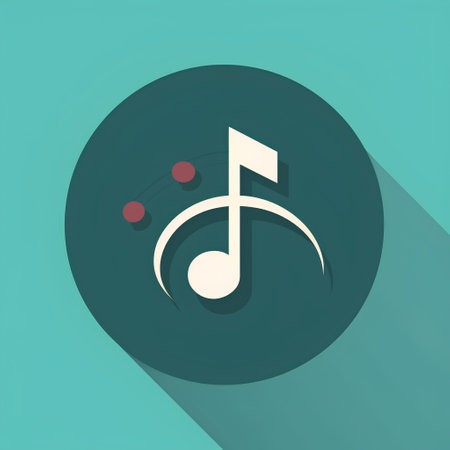 Music note icon on green background, flat design. Vector illustration.の素材