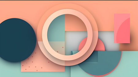 Abstract geometric background with round shapes in pastel colors. Vector illustration.の素材