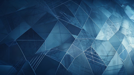 Abstract blue background with 3d geometric shapes, 3d render illustrationの素材