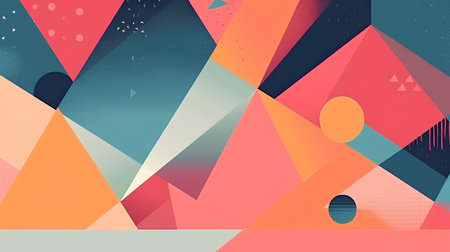 Abstract geometric background with colorful triangles. Vector illustration for your design.の素材