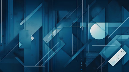 abstract blue background with geometric shapes, computer-generated image.の素材