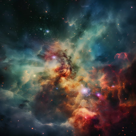 Abstract space background with nebula, stars and galaxies in outer spaceの素材