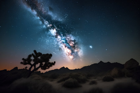 Milky Way over Joshua Tree National Park, California, USA.の素材