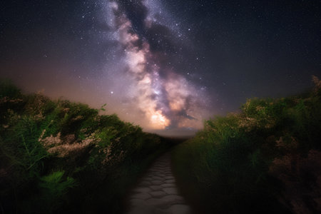 Milky Way and a path leading to the milky way.の素材