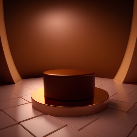 Abstract scene with podium and lighting, 3d render, square imageの素材