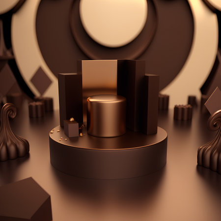 3d render of podium for product display with abstract shapes in the backgroundの素材