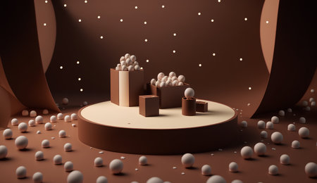 3d render of podium with ice cream in it. 3d illustrationの素材