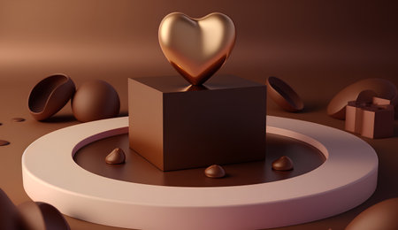 Valentine's Day background with chocolate and hearts. 3d renderingの素材