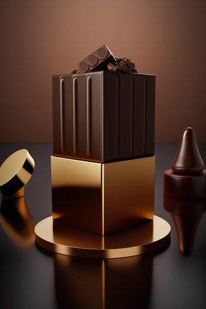 3d illustration of chocolate bar on a dark background. 3d renderingの素材