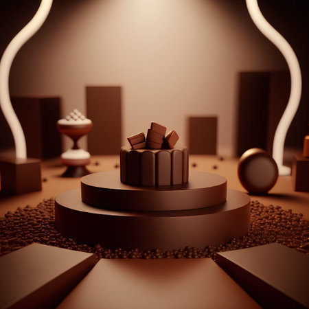 3d render of abstract composition with coffee beans and chocolate candiesの素材