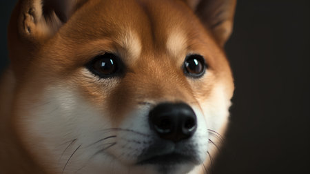 Portrait of a shiba inu dog close-up.の素材