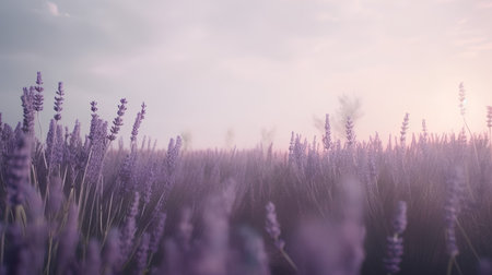 Lavender field at sunset in Provence, France.の素材