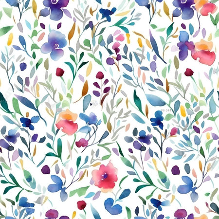 Seamless pattern with watercolor flowers. Hand-drawn illustration.の素材