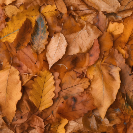 Autumn leaves background. Seamless texture of autumn leaves.の素材