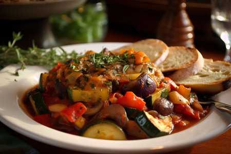 Vegetable ratatouille with eggplant, zucchini and tomatoesの素材