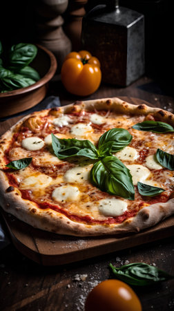Pizza Margherita with mozzarella, tomato and basilの素材