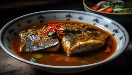 Malaysian food, Steamed mackerel fish with spicy sauceの素材