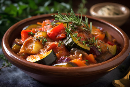 Vegetable stew with eggplant, zucchini and tomatoesの素材