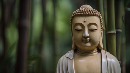 Buddha statue in the garden. Selective focus and shallow depth of field.の素材