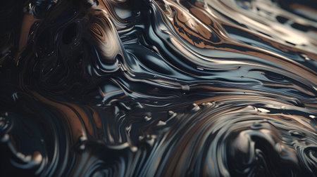 Abstract background of black and gold liquid. 3d rendering, 3d illustration.の素材