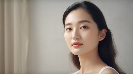 Portrait of beautiful young asian woman with clean fresh skin.の素材