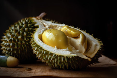 Durian, King of Fruits. Durian is a tropical fruit.の素材