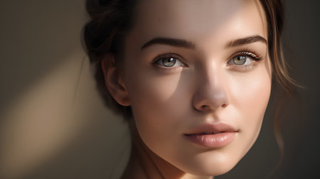 Portrait of a beautiful young woman with natural make-up.の素材