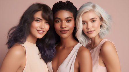 multiethnic women group, asian and african americanの素材