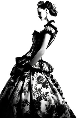 Fashion shot of a beautiful young woman in a medieval dress.の素材