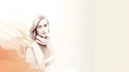 Fashion young woman with abstract geometric background. Beauty, fashion.の素材