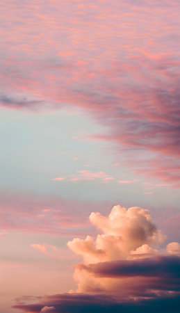 Colorful sunset sky with clouds. Colorful sunset sky background.の素材