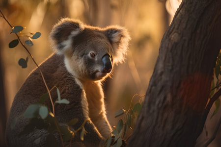Cute koala in the eucalyptus forest, Australiaの素材